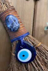Evil Eye Protection Witch's Besom, Witch Broom w/ Crystals: Unscented*