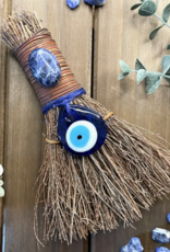 Evil Eye Protection Witch's Besom, Witch Broom w/ Crystals: Unscented*