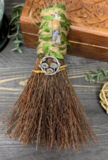 Mushroom Fairy Orb Witch's Besom, Witch Broom w/ Crystals: Unscented