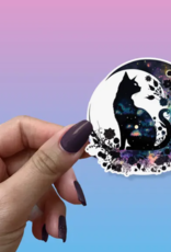 Black Cat Moon Roses Vinyl Sticker Metaphysical Intention