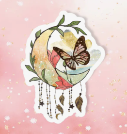 Boho Butterfly Moon Sticker Metaphysical Intention