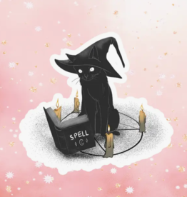Black Cat Witch Spells Vinyl Sticker