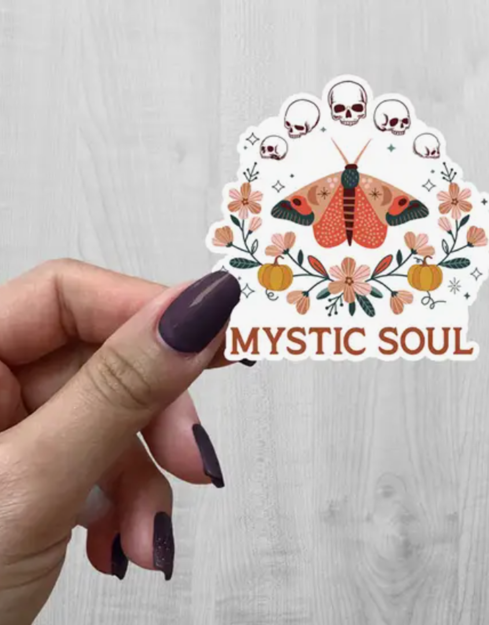 *Mystic Soul Skull Flowers Vinyl Witchy Sticker
