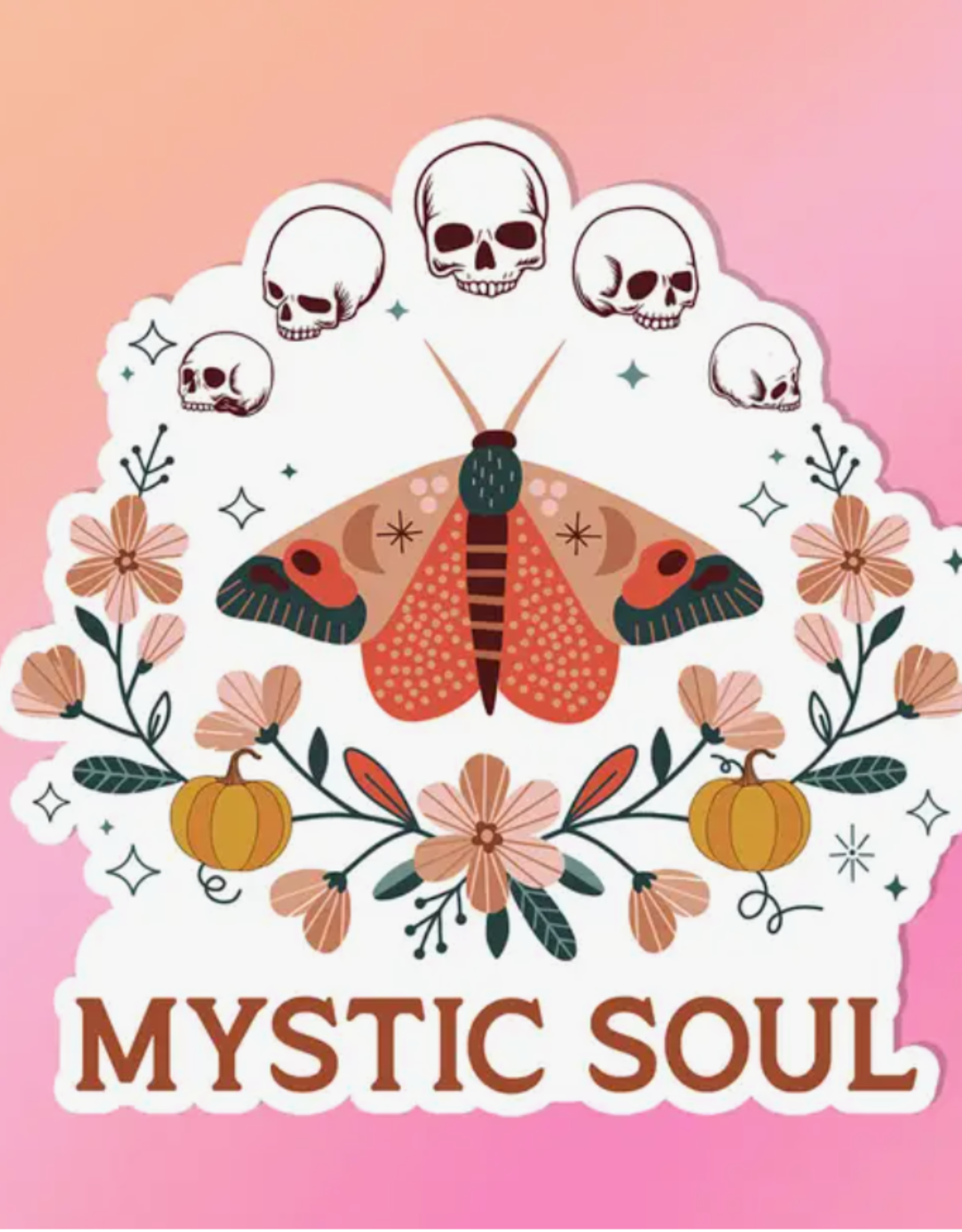 *Mystic Soul Skull Flowers Vinyl Witchy Sticker