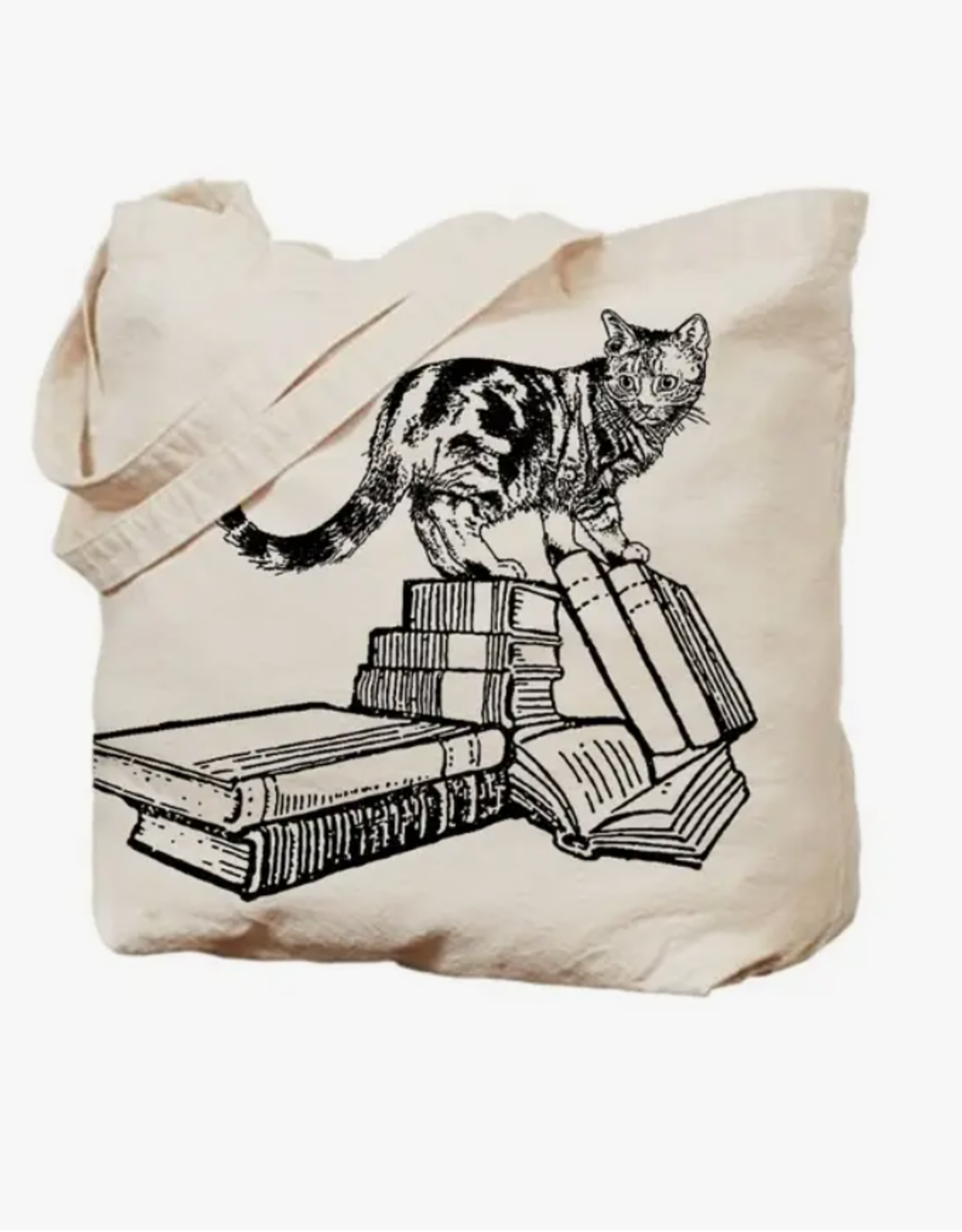 Bookstore Cat Tote Bags|Black