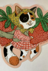 Marika Paz Illustration Strawberry Cat Sticker