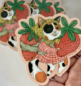 Marika Paz Illustration Strawberry Cat Sticker