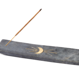 Matr Boomie Indukala Moon Phase Incense Holder - Black Carved Marble