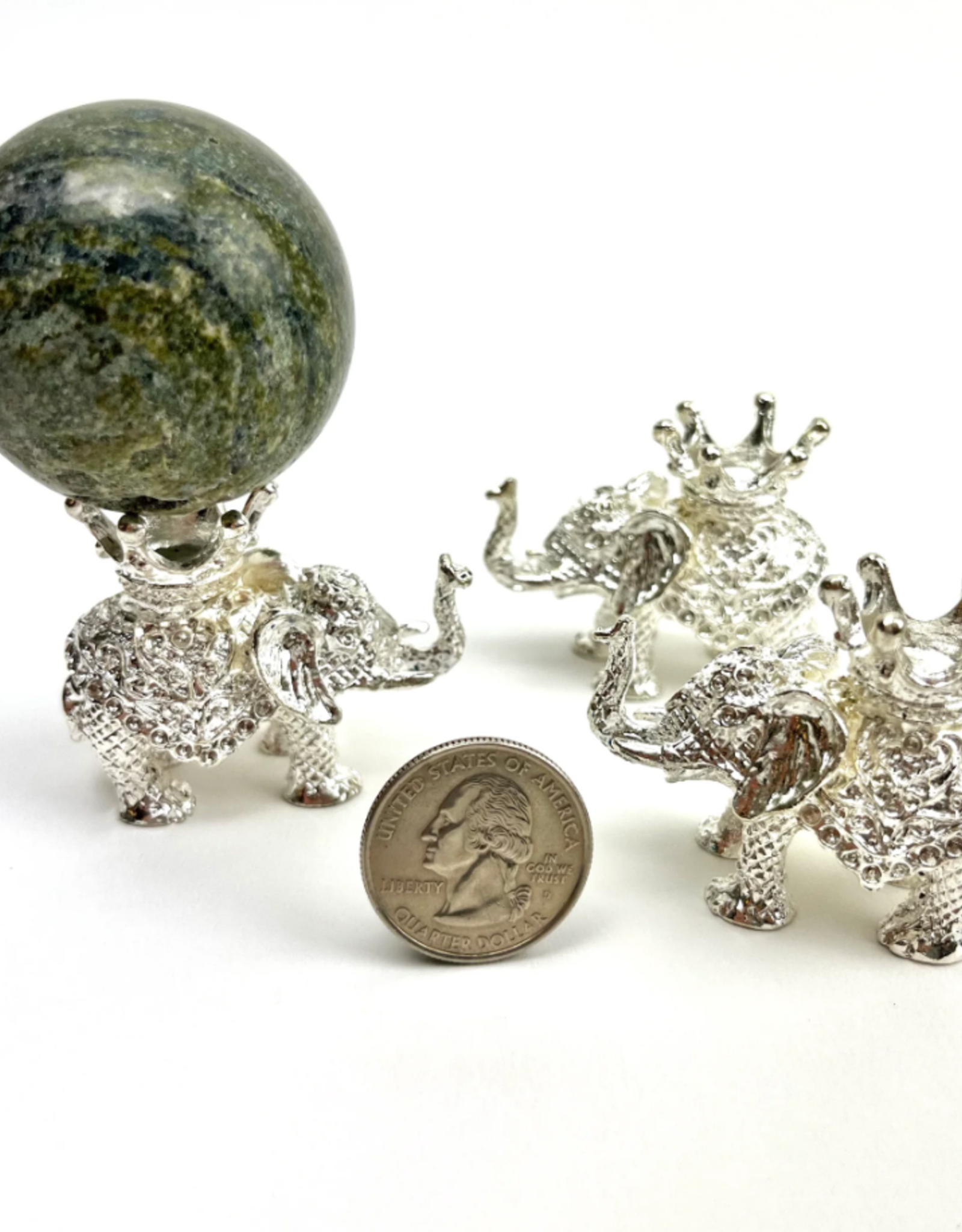 Silver Sphere Stand | 3 Elephants | Small | China