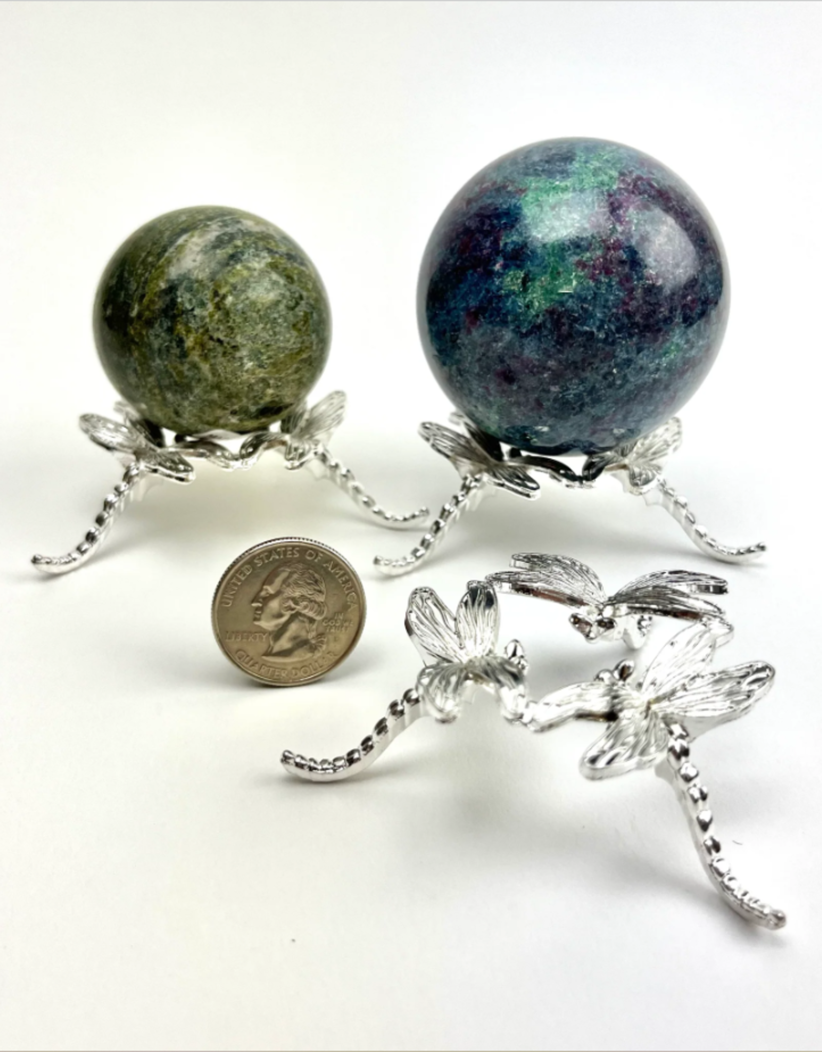 Silver Sphere Stand | 3 Dragonfiles | Large | China
