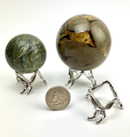 Silver Sphere Stand | 3 Butterflies | Small | China