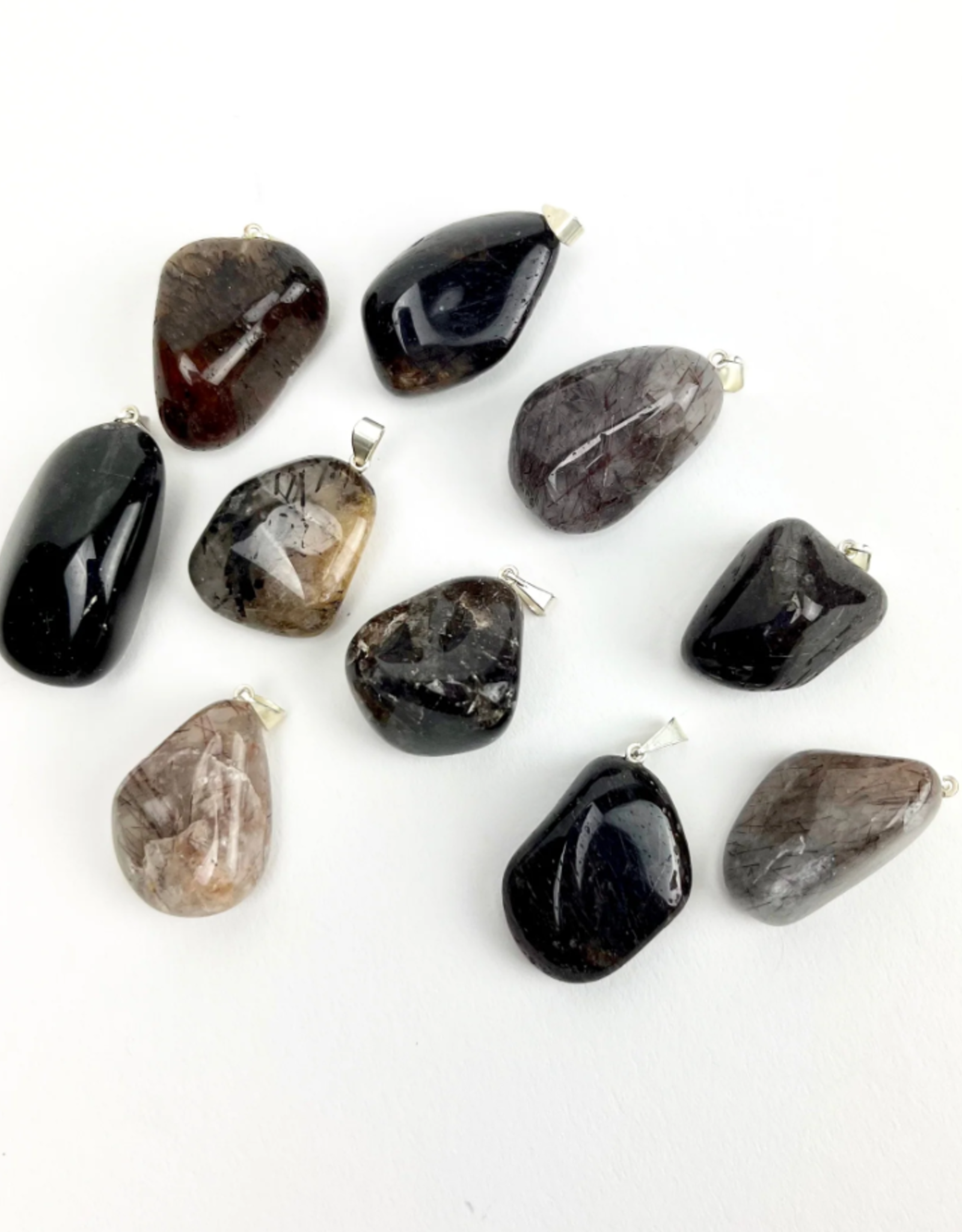 Pelham Grayson Tumbled Stone Pendant | Black Rutilated Quartz