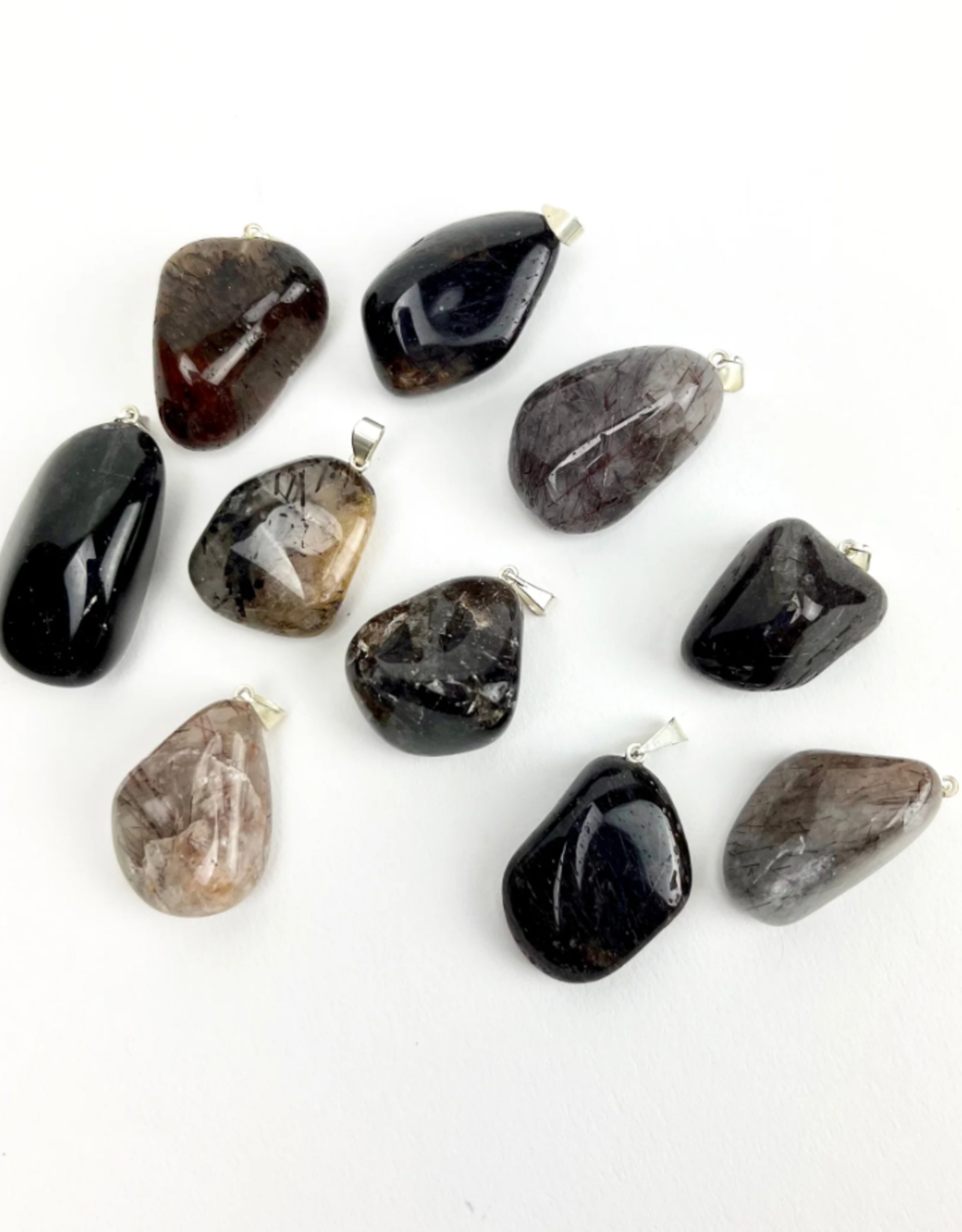 Tumbled Stone Pendant | Black Rutilated Quartz