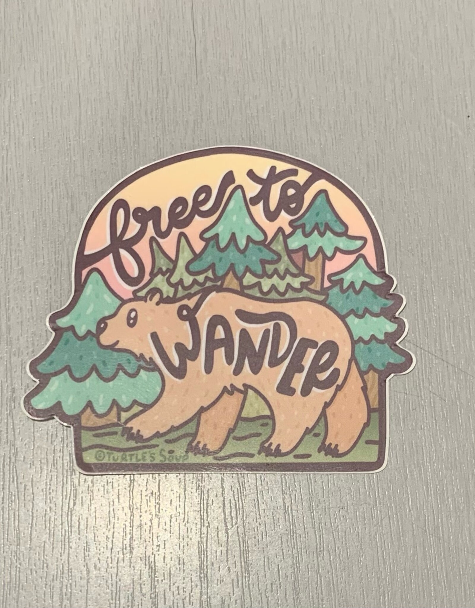 *Free to Wander Forest Bear Vinyl Sticker