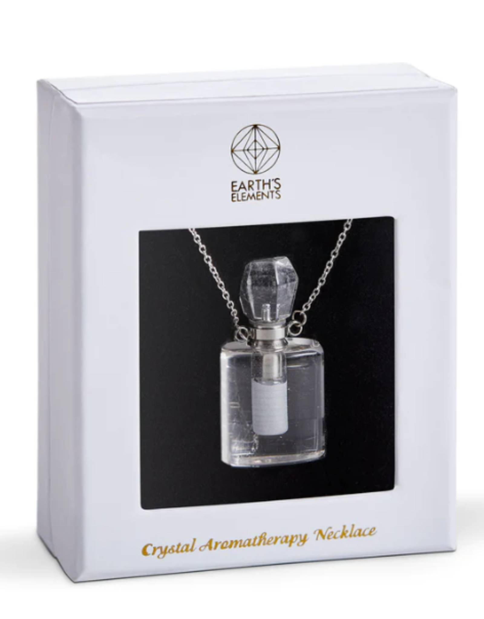 Clear Quartz Crystal Aromatherapy Manifest Tear Drop Pendant Bottle Necklace - Silver