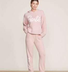 Barefoot Dreams CozyChic Barbie Women’s Hoodie | Dusty Rose/White |