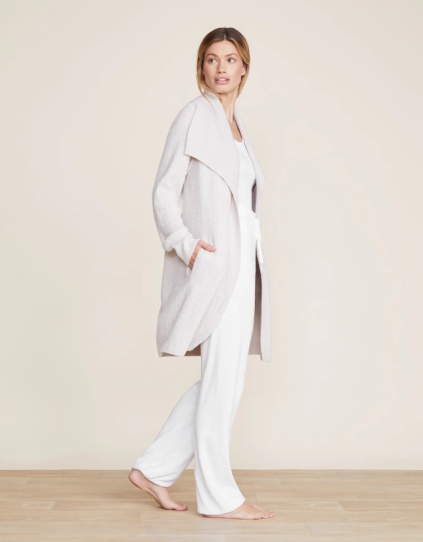 CozyChic Lite Ribbed Drape Cardi | Almond