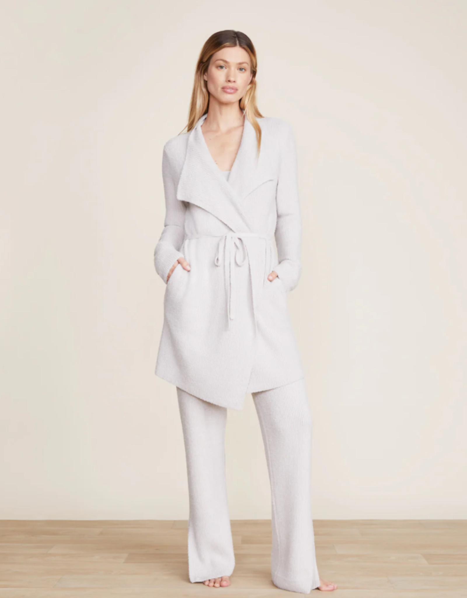 CozyChic Lite Waist Tie Cardi | Silver |