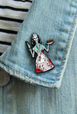 50's Bloody Skeleton Waitress Halloween Horror Enamel Pin