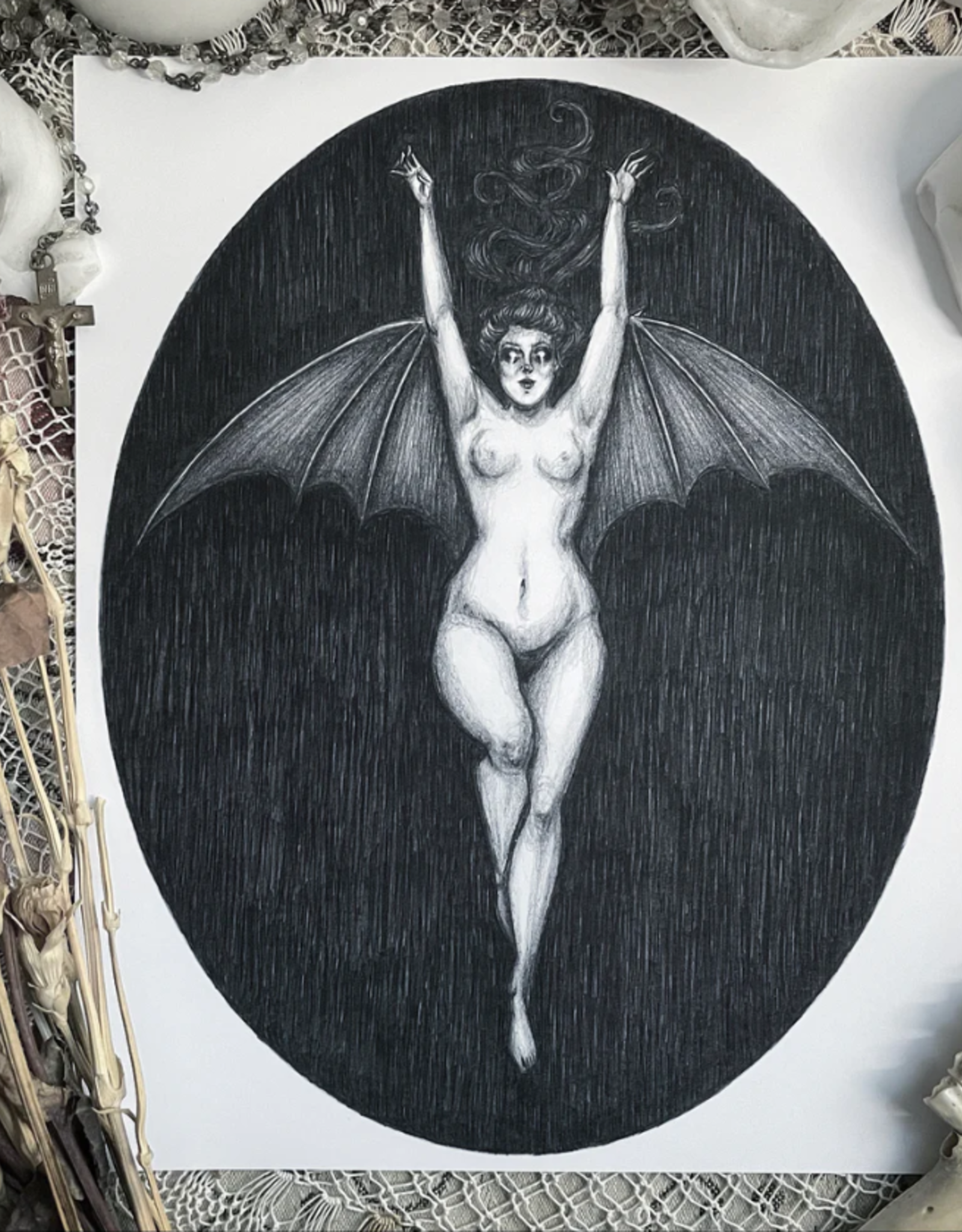 Caitlin McCarthy Art La Femme Chauve-Souris Fine Art Print - The Bat Woman 5x7