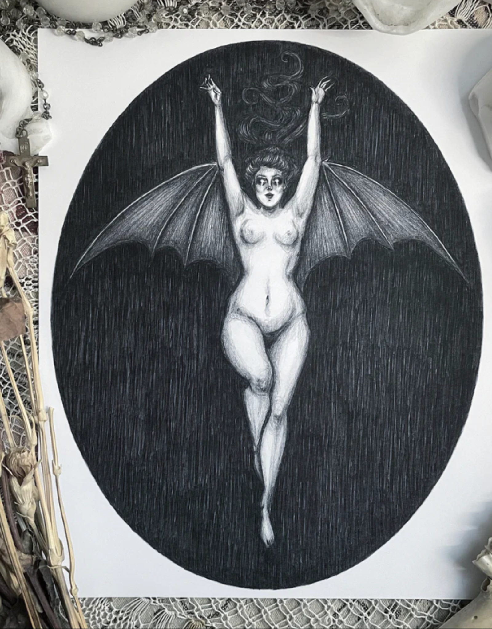 La Femme Chauve-Souris Fine Art Print - The Bat Woman 5x7