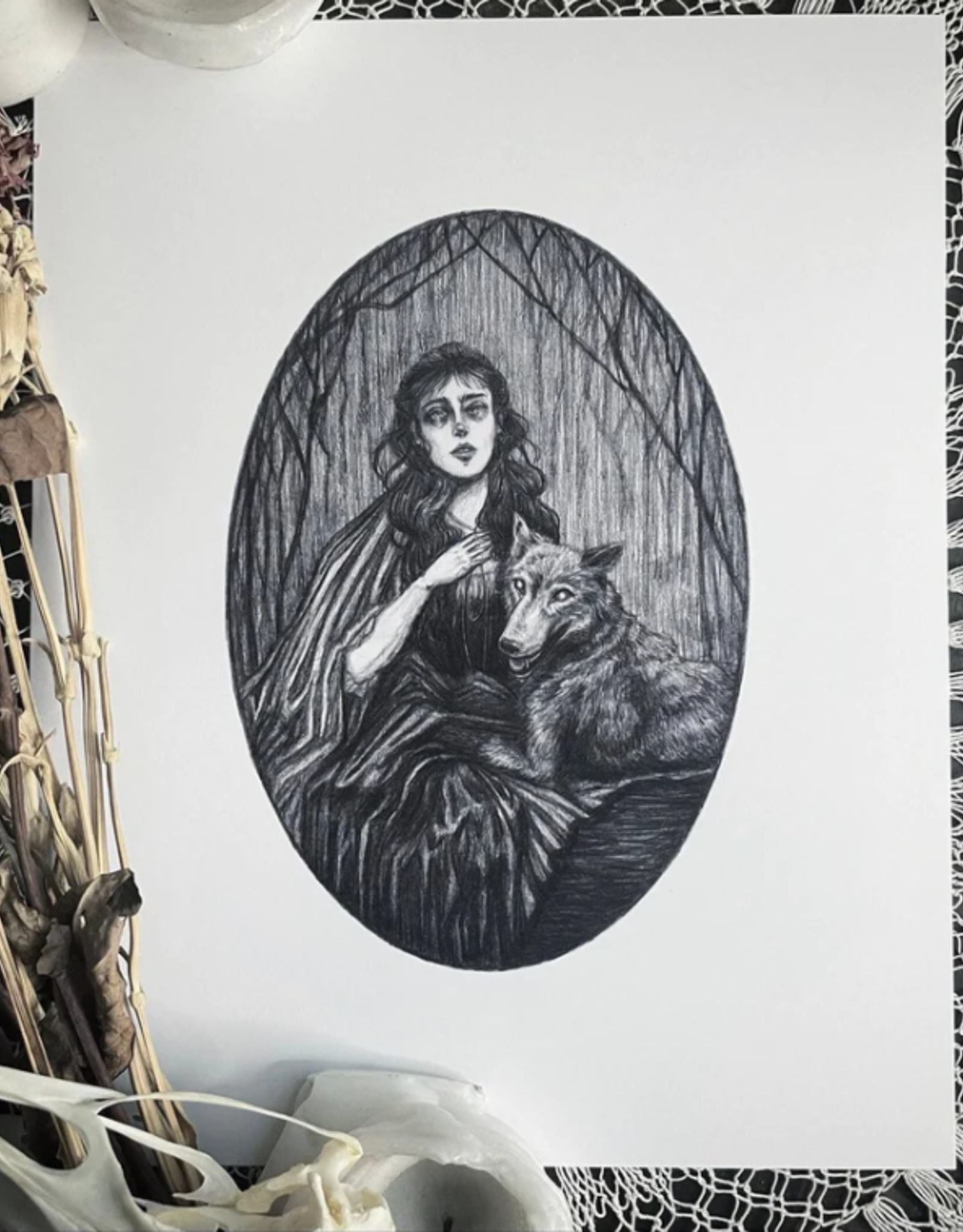 Caitlin McCarthy Art The Company of Wolves - Fine Art Print - Wolf - Forest 5x7