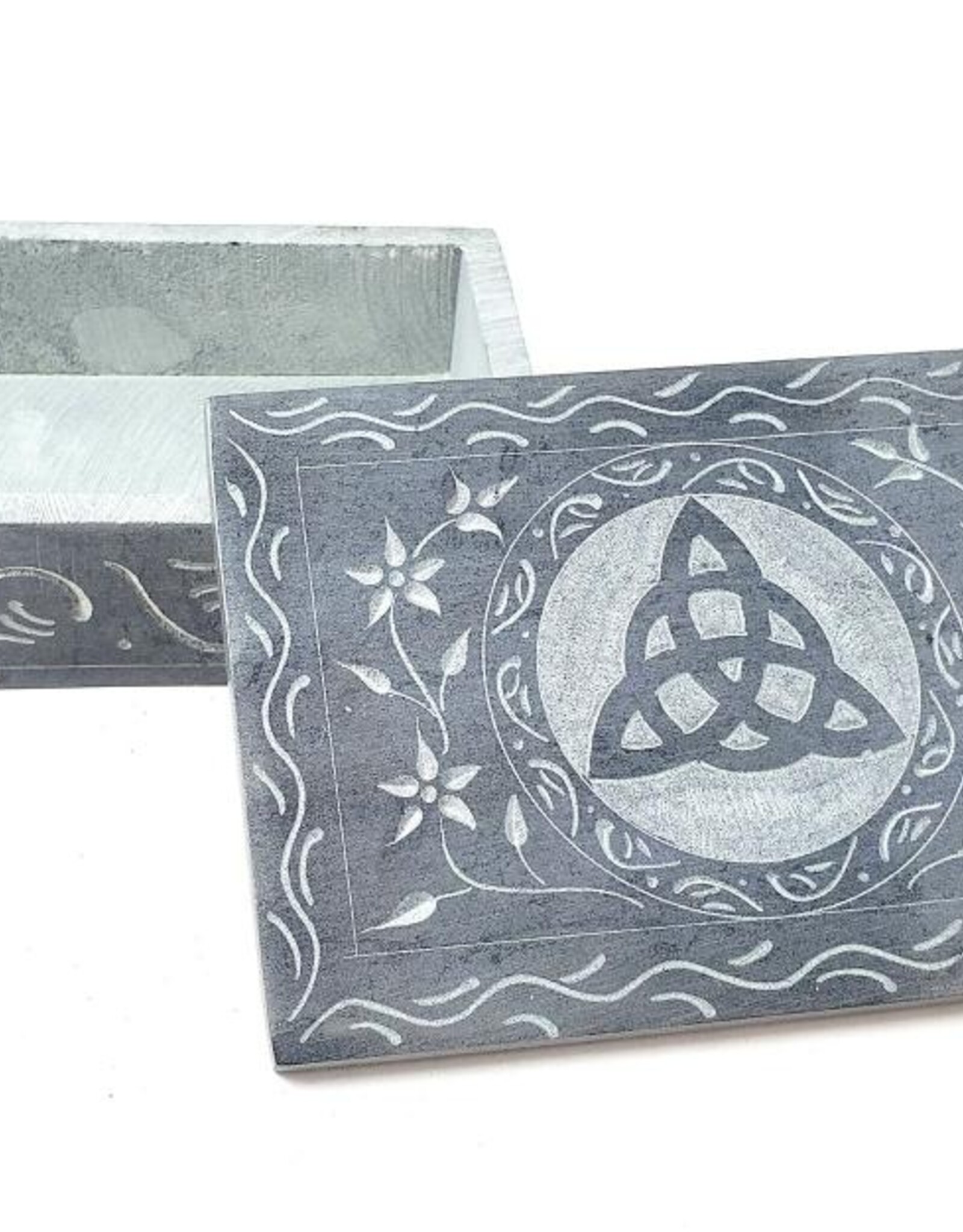 Soapstone Box - Triquetra Carved 4" x 6"