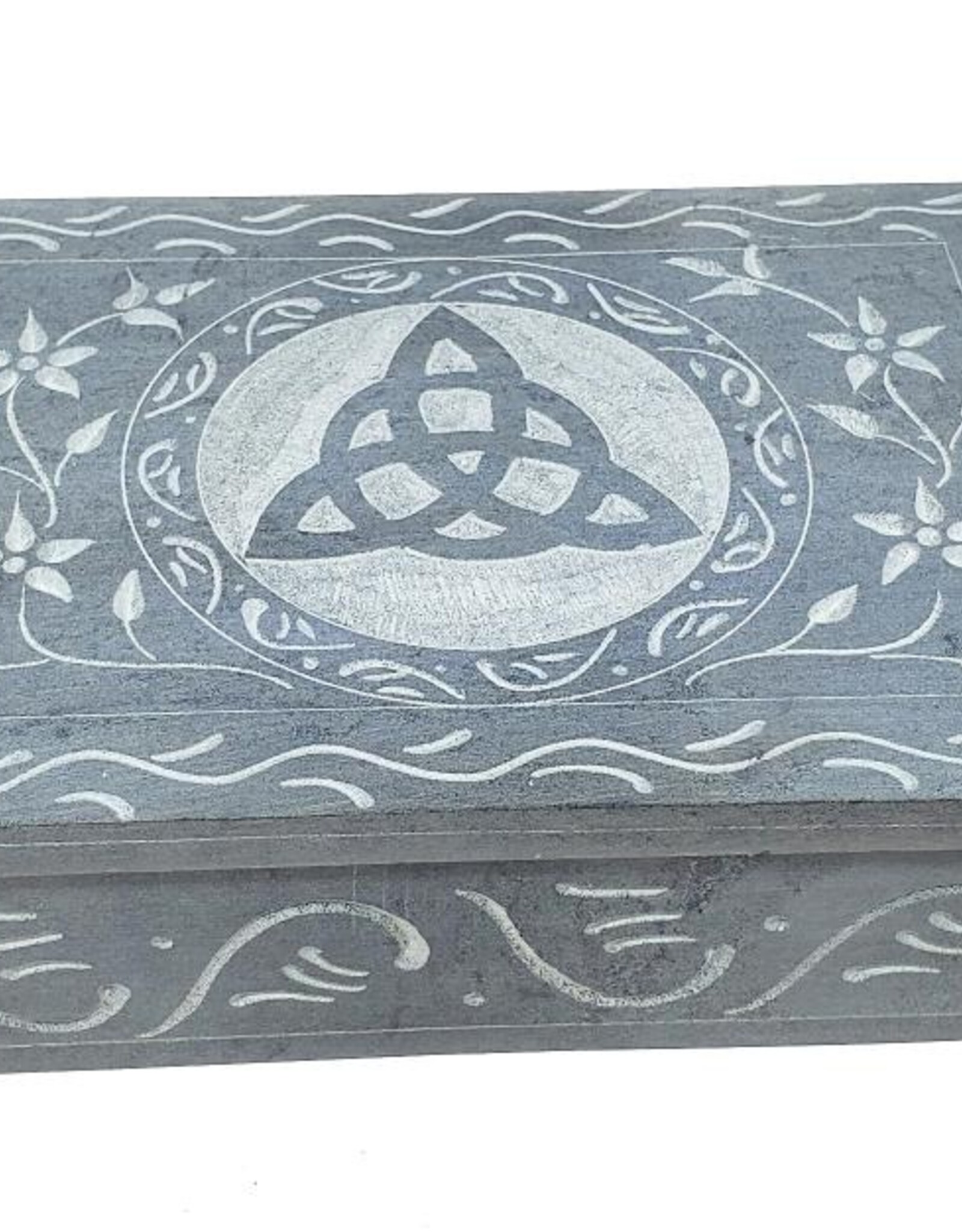 Soapstone Box - Triquetra Carved 4" x 6"