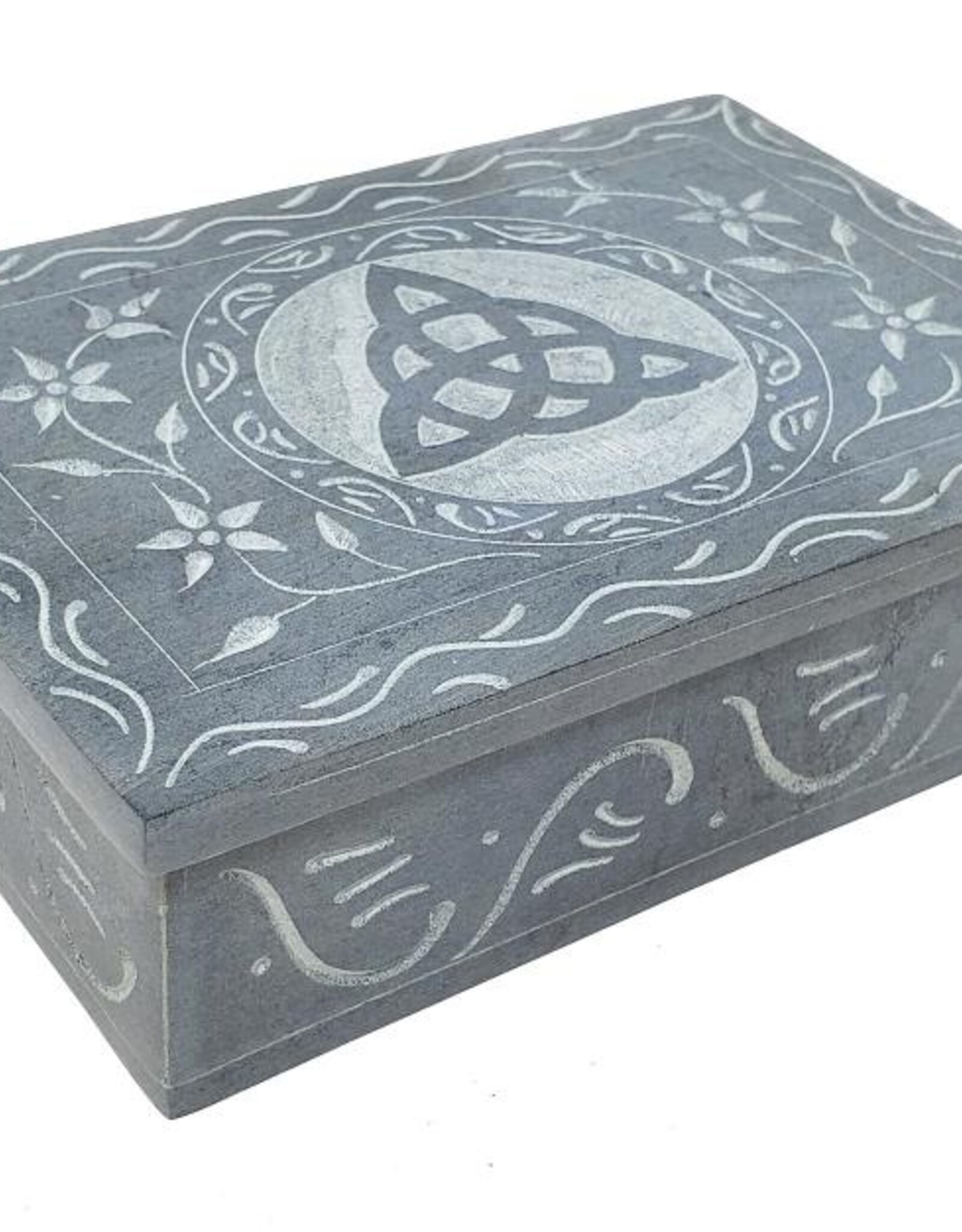 Soapstone Box - Triquetra Carved 4" x 6"