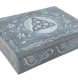 New Age Imports, Inc. Triquetra Carved Soapstone Box 4" x 6"