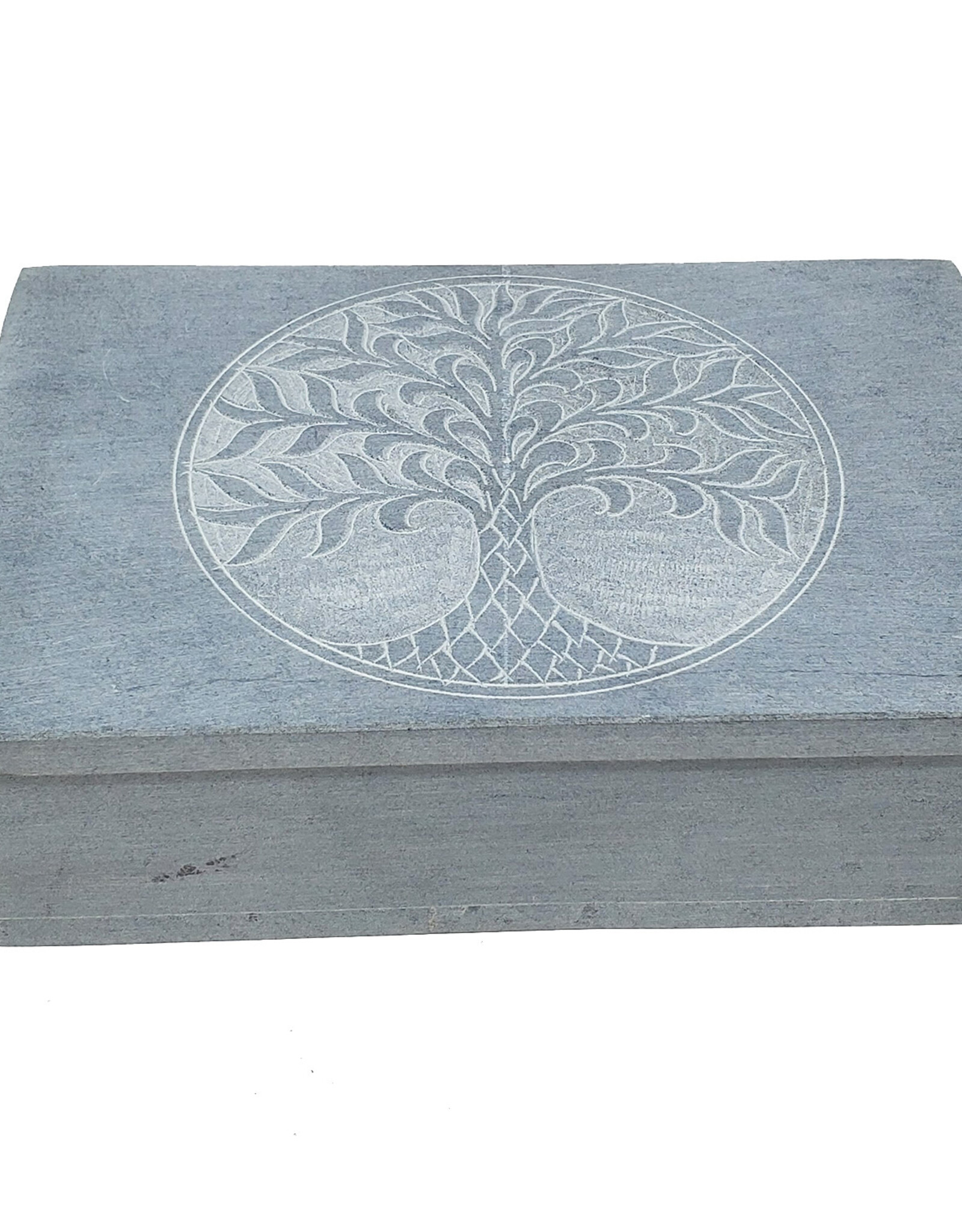 Soapstone Box - Tree of Life Carved 4" x 6"