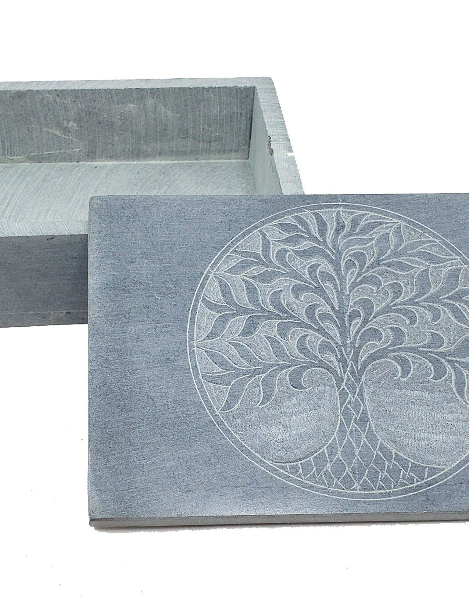 Soapstone Box - Tree of Life Carved 4" x 6"