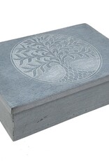 Soapstone Box - Tree of Life Carved 4" x 6"