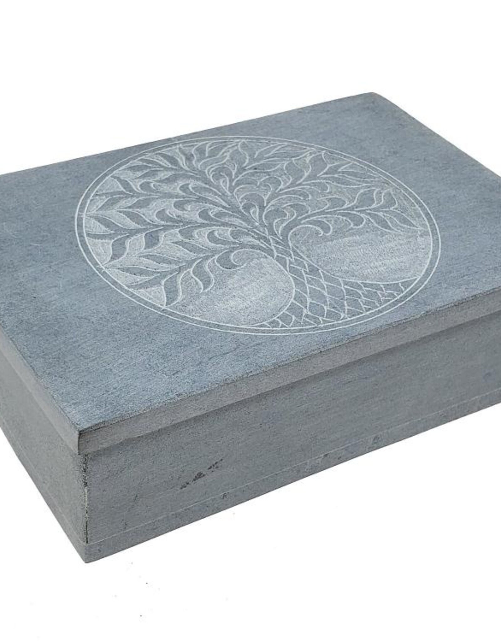 Soapstone Box - Tree of Life Carved 4" x 6"