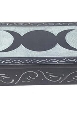 Soapstone Box - Triple Moon Carved 4" x 6" Soapstone Box - Triple Moon Carved 4" x 6"