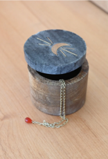*Indukala Moon Phase Round Keepsake Box - Black Marble, Wood, Brass