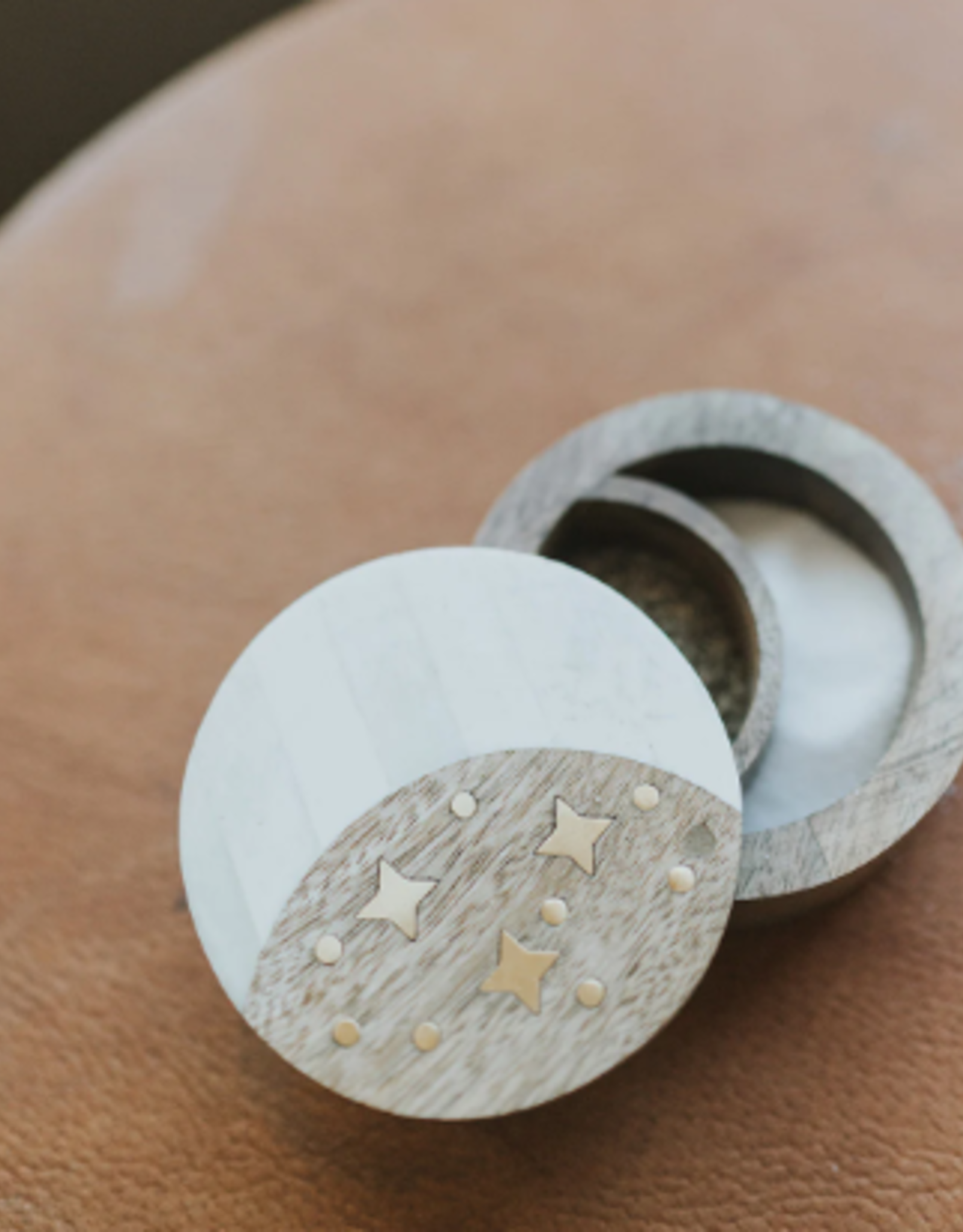 *Nakshatra Moon Stars Pivot Box - Bone, Wood, Brass