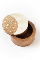 *Nakshatra Moon Stars Pivot Box - Bone, Wood, Brass *Nakshatra Moon Stars Pivot Box - Bone, Wood, Brass