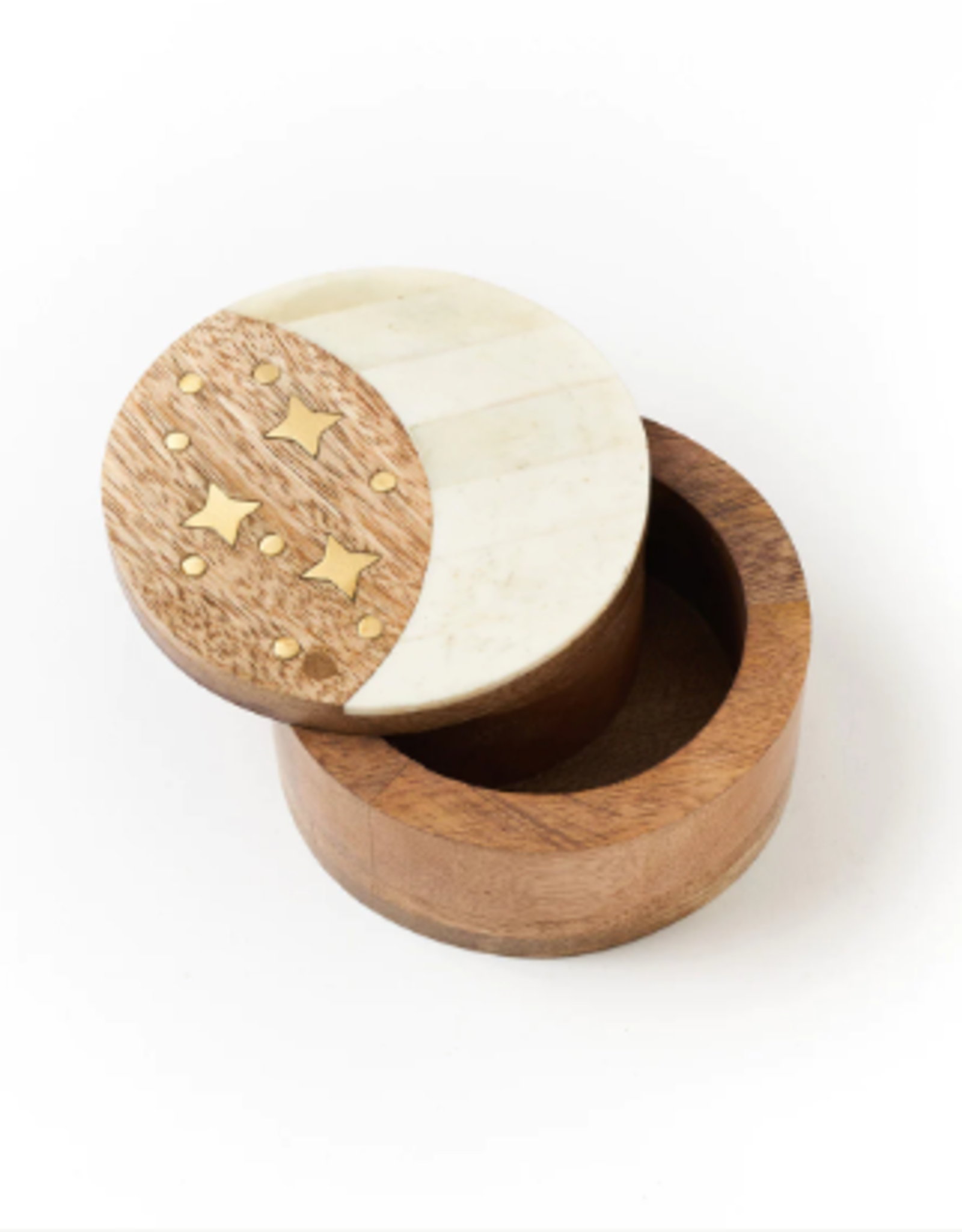 *Nakshatra Moon Stars Pivot Box - Bone, Wood, Brass