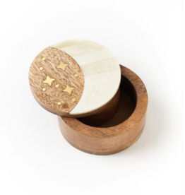 *Nakshatra Moon Stars Pivot Box - Bone, Wood, Brass