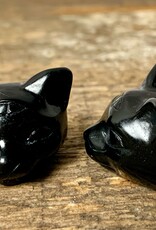 Crystal Cat with third Eye | 1" | Black Obsidian | China