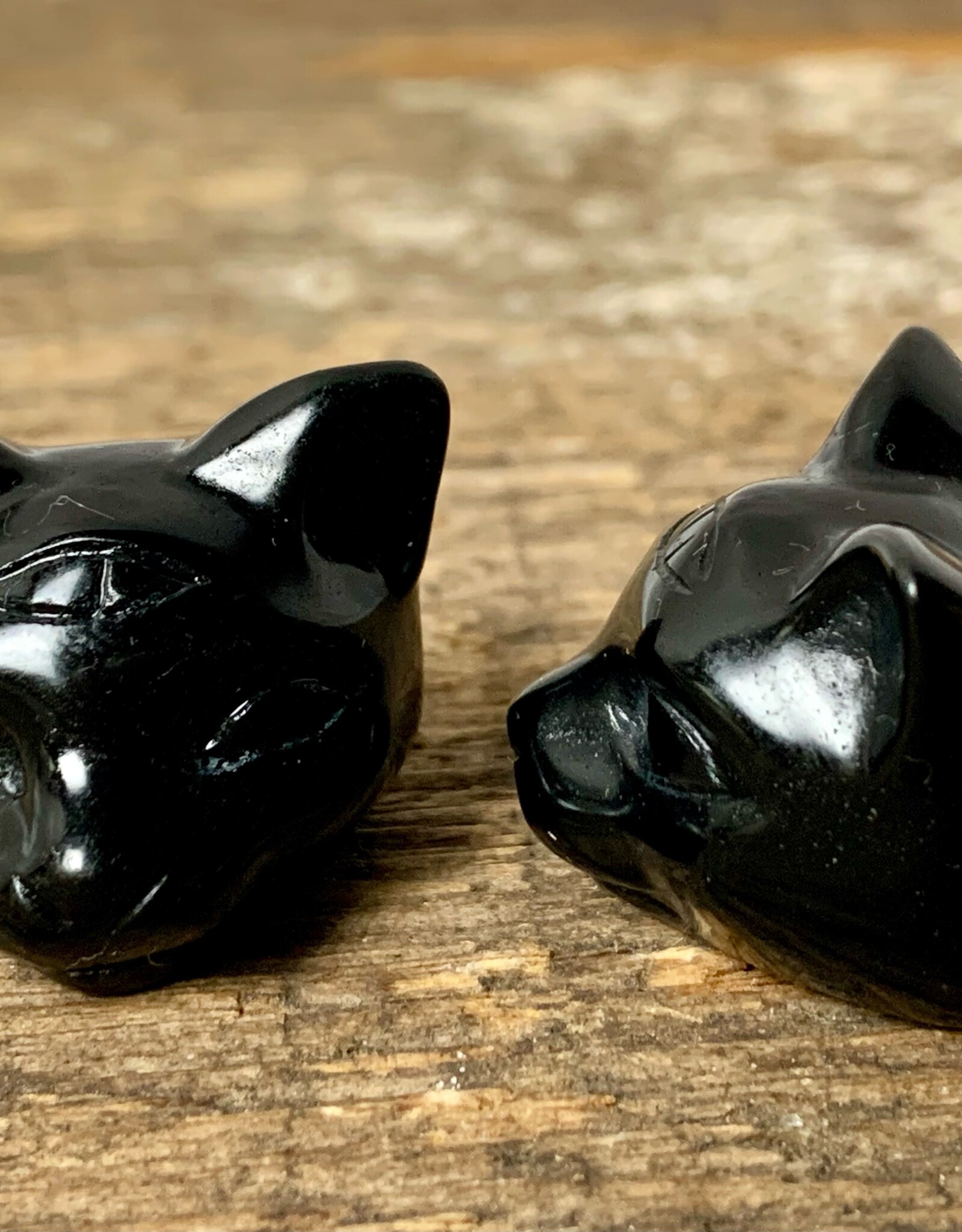 Crystal Cat with 3rd Eye | 1" | Black Obsidian | China