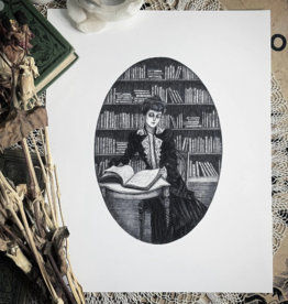 Caitlin McCarthy Art The Midnight Library - Fine Art Print - Dark Academia 5x7