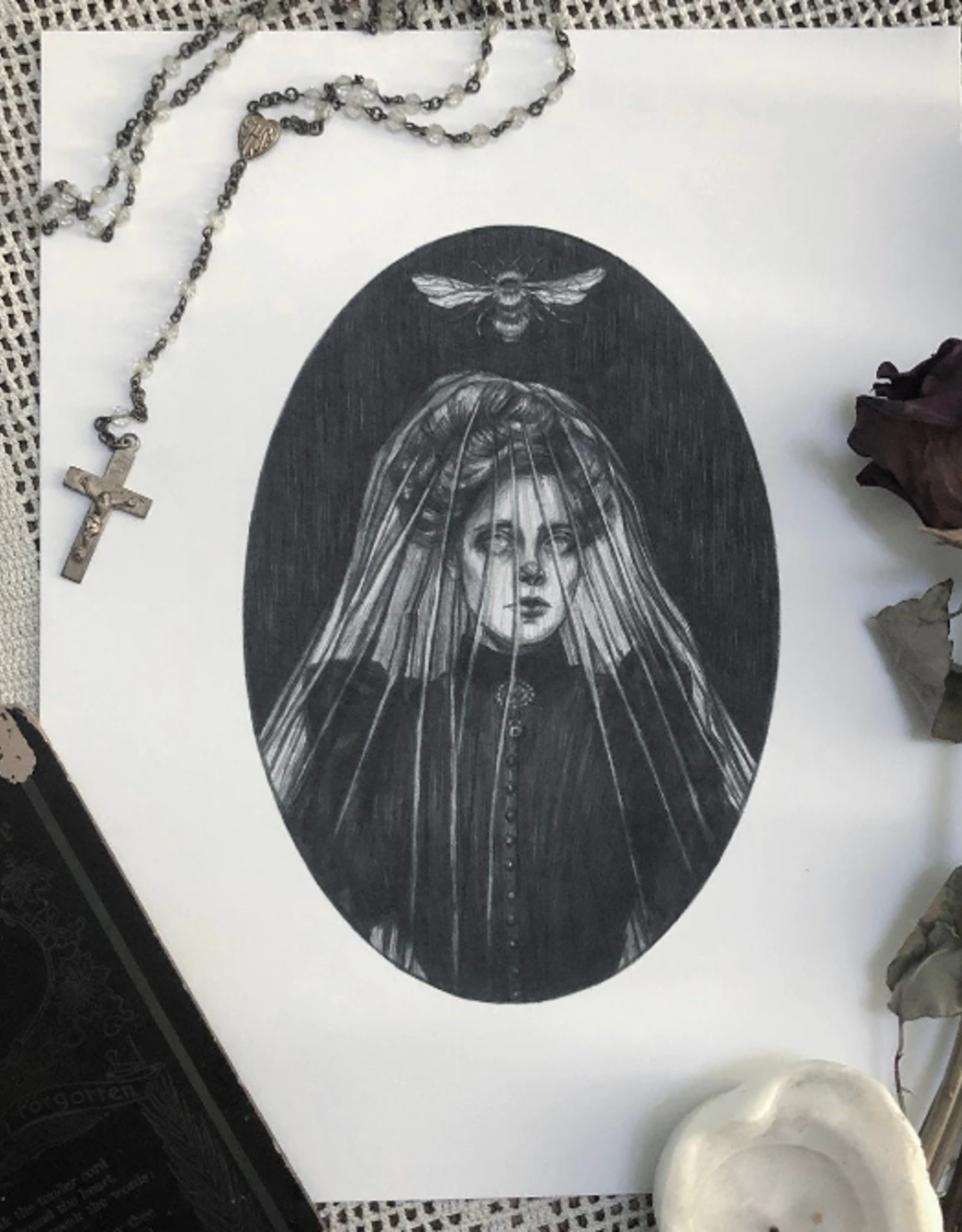 Caitlin McCarthy Art Telling the Bees Fine Art Print - Victorian Mourning 5x7