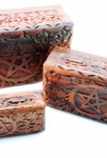 Wooden Box - Pentacle Carved M