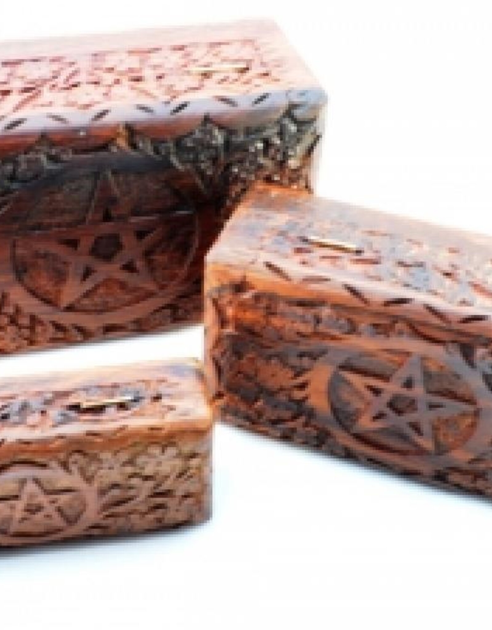 Wooden Box - Pentacle Carved M