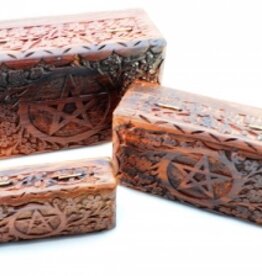 Wooden Box - Pentacle Carved M