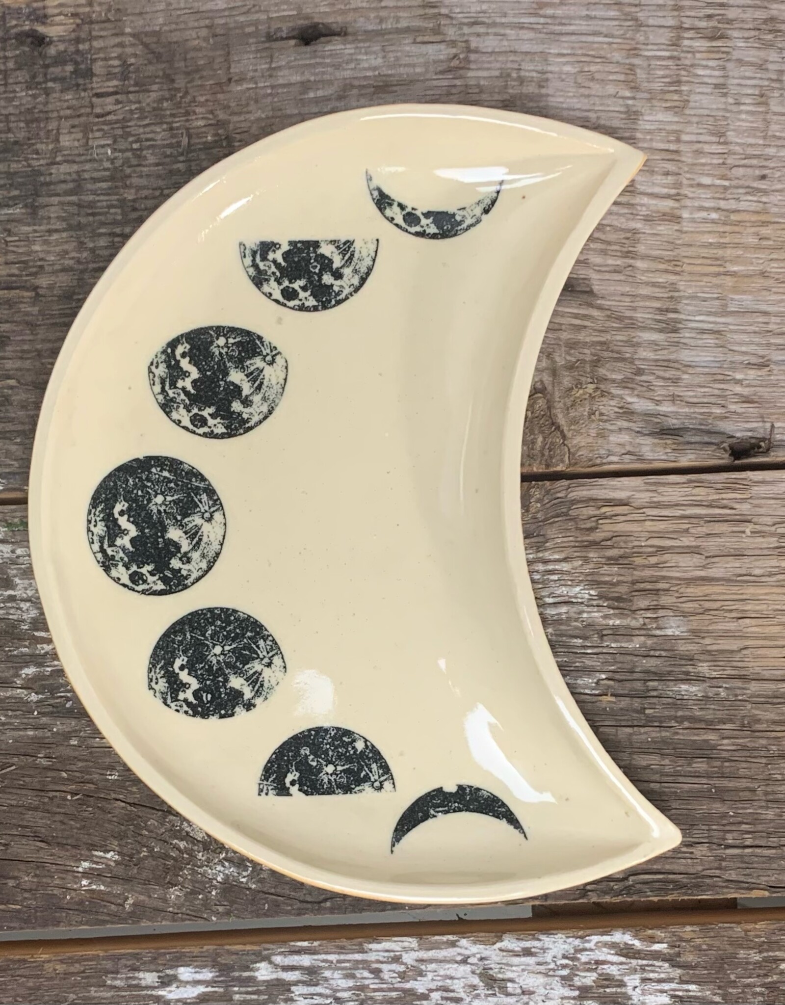 Burnt Mill Potters Crescent Moon Plate with Moon Phases | 7.5"