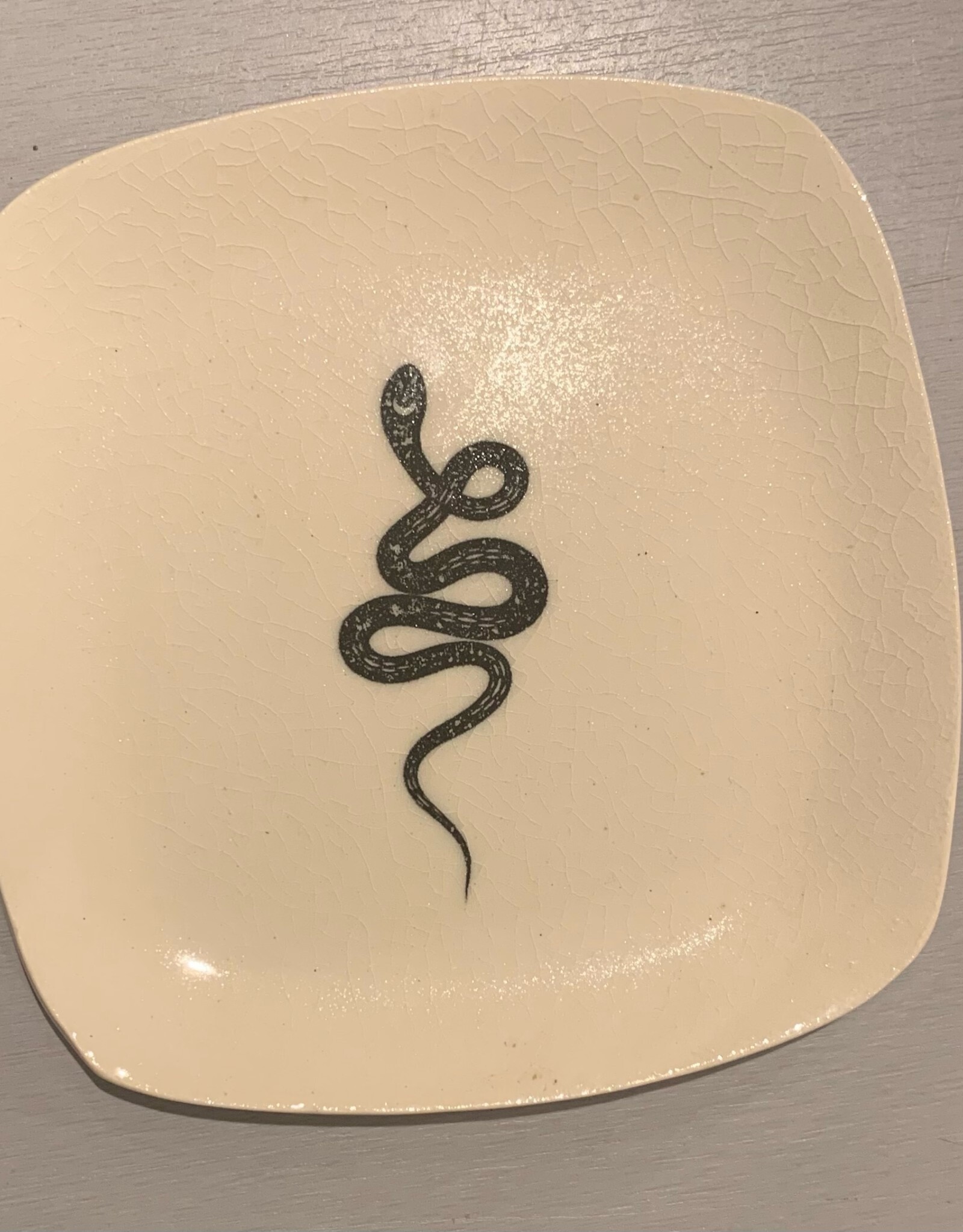 Burnt Mill Potters Rounded Square Dish | Snake | 5"
