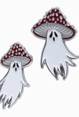 Mushroom Ghost Enamel Pin Set of 2 - Cute Spooky Brooch